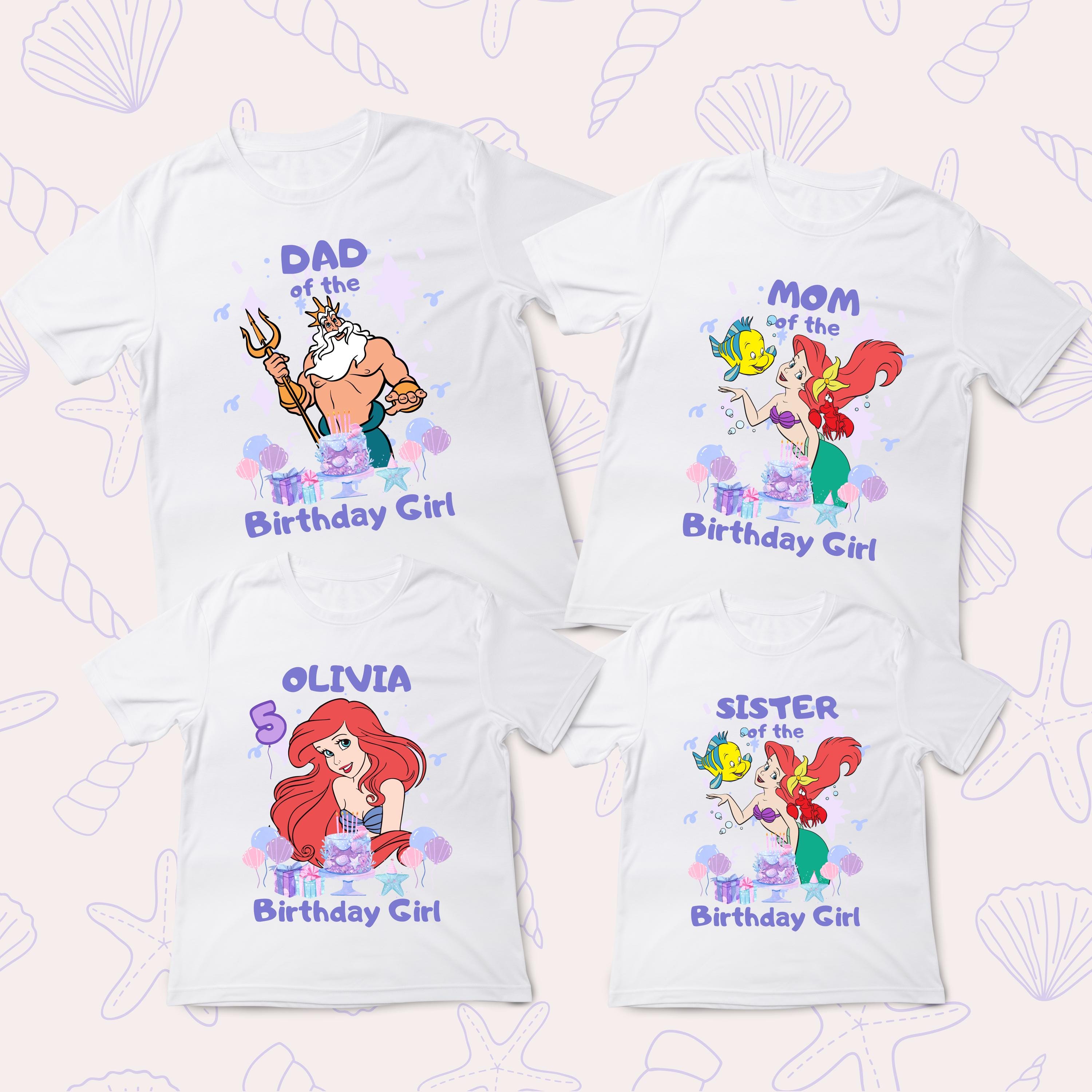 Custom Ariel Birthday Shirt, Princess Ariel Family Birthday Shirt, Mermaid Princess Birthday Shirt, Kids Disney Birthday Shirt, Baby Shirt