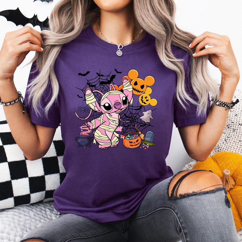 Camiseta de Stitch para Halloween, camiseta de Stitch de Disney, camiseta de Stitch y ángel a juego para Halloween, camiseta de Stitch espeluznante, camiseta de Stitch para Halloween para niños, camiseta familiar imagen 4