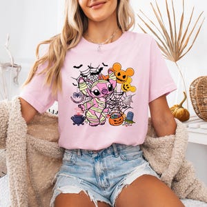 Camiseta de Stitch para Halloween, camiseta de Stitch de Disney, camiseta de Stitch y ángel a juego para Halloween, camiseta de Stitch espeluznante, camiseta de Stitch para Halloween para niños, camiseta familiar imagen 5
