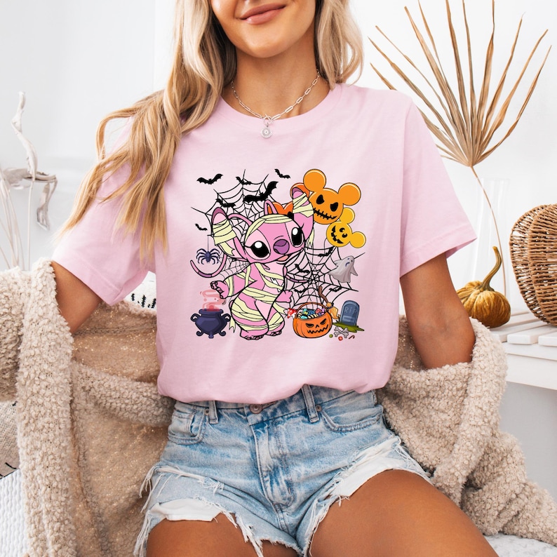 Camiseta de Stitch para Halloween, camiseta de Stitch de Disney, camiseta de Stitch y ángel a juego para Halloween, camiseta de Stitch espeluznante, camiseta de Stitch para Halloween para niños, camiseta familiar imagen 5
