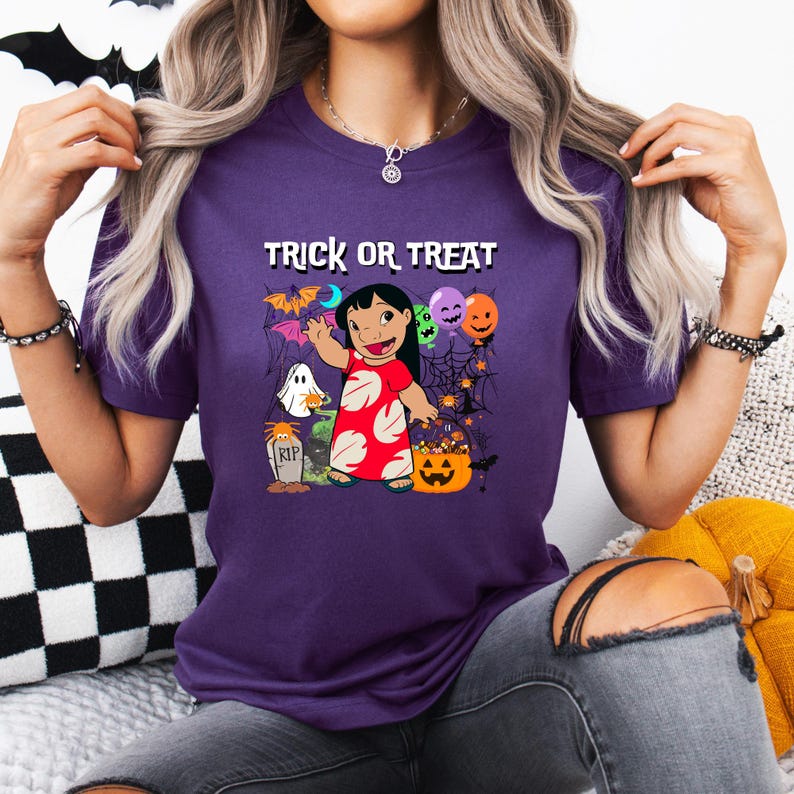 Halloween Stitch & Lilo Shirt: Spooky Matching Family Tees, Kids Trick or Treat, Disney, Disneyland image 2