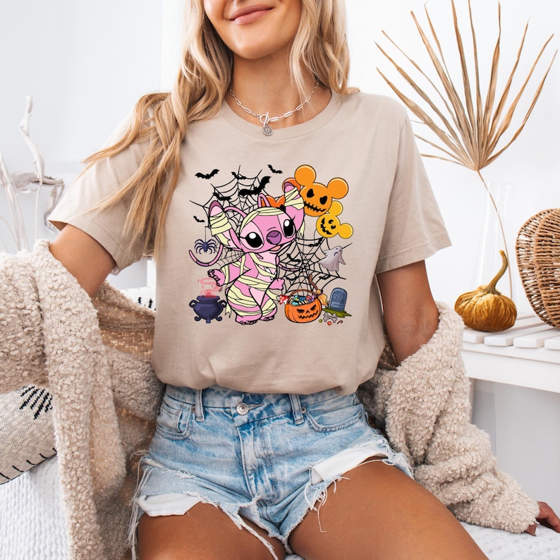 Camiseta de Stitch para Halloween, camiseta de Stitch de Disney, camiseta de Stitch y ángel a juego para Halloween, camiseta de Stitch espeluznante, camiseta de Stitch para Halloween para niños, camiseta familiar imagen 7