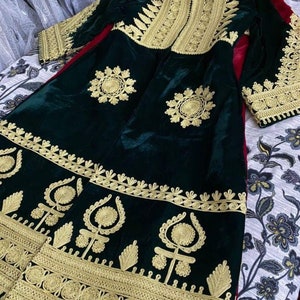 Afghan Traditional Charma Embroidered Floor length Chappan Dress| Buy it Now