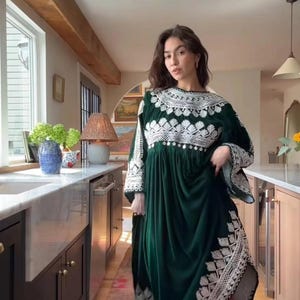 Afghan Traditional Chamra  Embroidered  Floor  Length Velvet Dress| Buy it Now