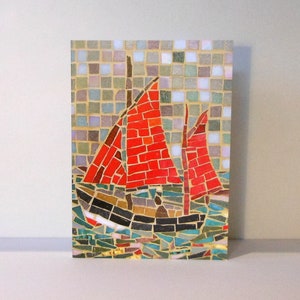 Sailing Card | Nautical Card | Eco Friendly Card | Sailing Boat Card | Sailing Ship Card | Mosaic Art | Sailing Ship Art Card for Fisherman