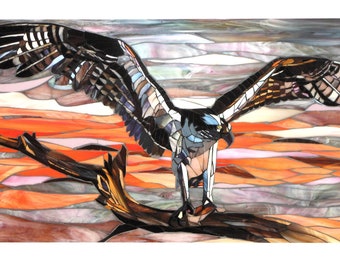 Impresión de Osprey de Osprey Mosaic Art - Impresión de Giclee Osprey de edición limitada - Pájaro de vidrieras - Impresión de aves Impresión de arte de aves Arte de aves rapaces
