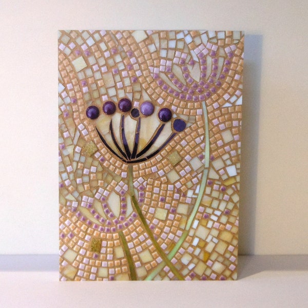 Seed Heads Card - Cow Parsley Card from Original Mosaic Art - Nature Art - Hedgerow Card - Herb Card - Eco-Friendly Card