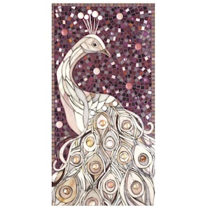 White Peacock Print - Limited Edition Giclee Print - Original Mosaic Art - Peacock Feathers - Peacock Art - Peacock Painting  Mosaic Peacock