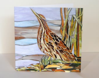 Bittern Card - Mosaic Bittern - Mosaic Art - Nature Card - Bird Card - Bird Art - Wildlife Card - Wetlands Bird Wading Bird Lover Gift