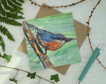 Nuthatch Card from Original Mosaic - Eco Friendly Card - Bird Card for Bird Lover - Recycled Envelope