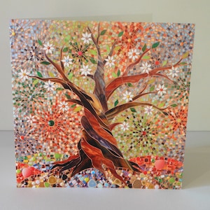 Tree of Light Card - Eco Friendly Card from Stained Glass Mosaic Tree - Spiritual Tree Card - Mosaic Art