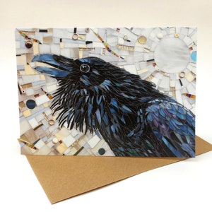 Raven Card - Raven Mosaic Art Card - Eco Friendly Card - Crow Card - Spiritual Card - Jackdaw Card - Raven Art - Raven Print - Spirit Bird