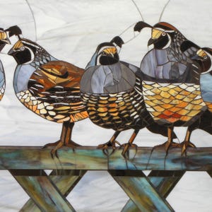 Kalifornischer Quail Giclee Print - Mosaik Wachtel Kunst - Wachtel Mosaik Kunst - Buntglas Wachtel - Vogel Druck - Vogel Kunstdruck - Vogel Wandtattoo