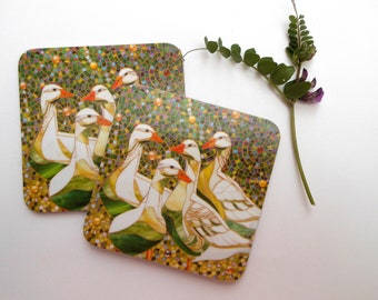 Geese Coaster - Goose Coaster - Duck Coaster - Geese Art - Housewarming Gift for Him - Rustic Home Decor - Coaster of Geese - Bird Coaster