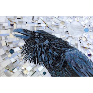Raven Print from Original Mosaic Art - Bird Art Print - Nature Art - Spirit Animal Print