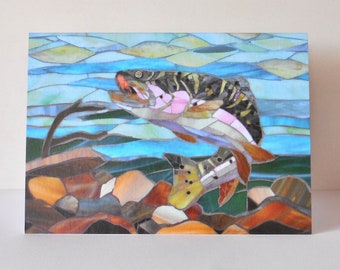 Rainbow Trout II Card - Rainbow Trout Notecard - Eco Friendly Mosaic Art Card - Trout Card - Card for Fisherman - Fish Card