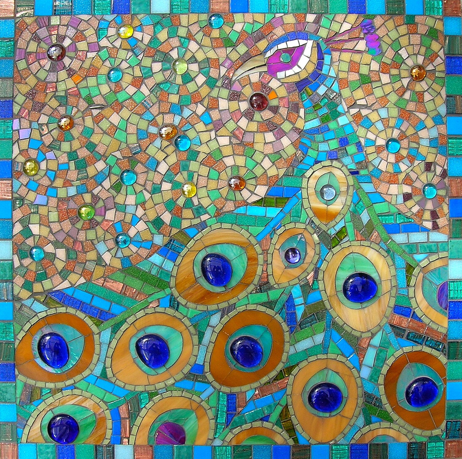 誠実 Giclee Peacock Print Art Mosaic - Mosaic Glass Peacock - 画材