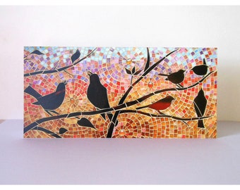 Dawn Chorus Card - Twilight Card - Sunrise Card - Eco Friendly Greetings Card - Bird Silhouette Card - Birthday Card Stained Glass Bird Card