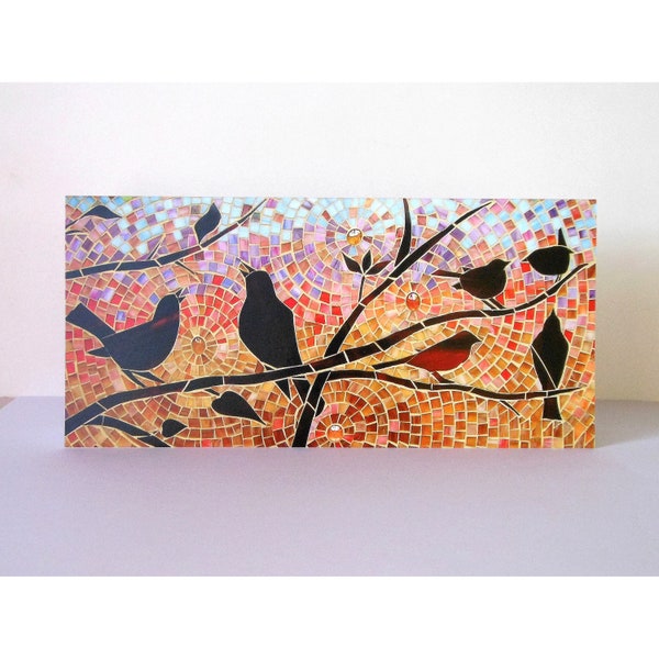 Dawn Chorus Card - Twilight Card - Sunrise Card - Eco Friendly Greetings Card - Bird Silhouette Card - Birthday Card Stained Glass Bird Card