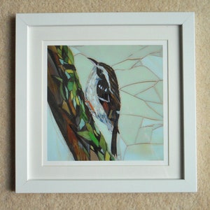 Mini impressão giclée Treecreeper emoldurada da arte em mosaico original - Impressão em mosaico emoldurada - Impressão em arte de pássaro emoldurada