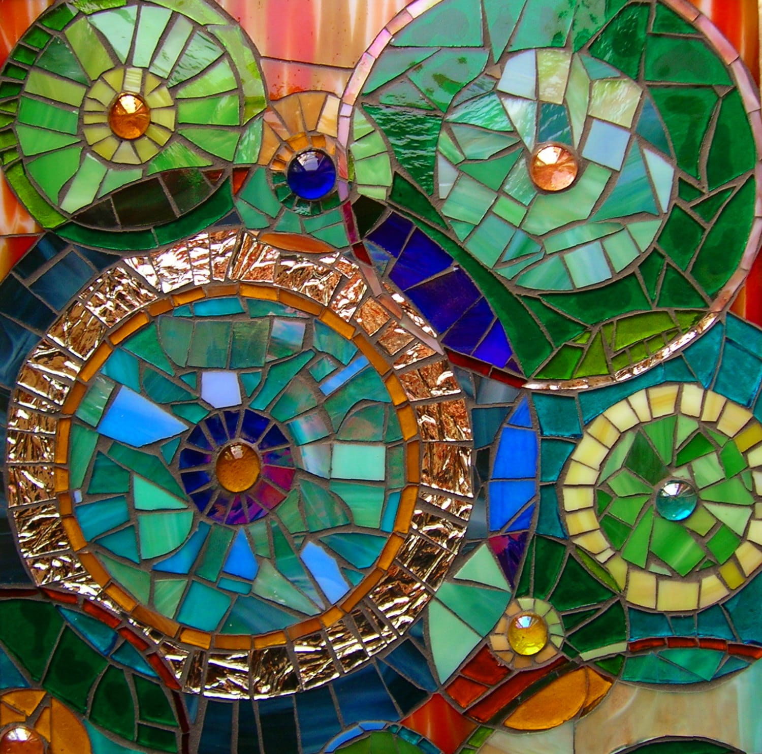 Mosaic Circles Blank Greetings Card Mosaic Art Abstract Etsy