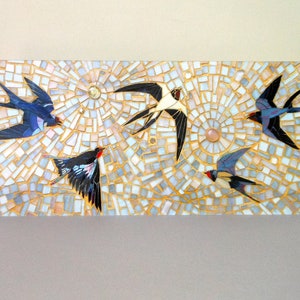 Zwaluwenkaart - Eco-vriendelijke wenskaart - Mozaïek zwaluwkunst - Swift Card - Huiszwaluwkaart - Kaart voor Bird Spotter