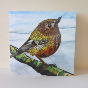 Goldcrest Card - Songbird Bird Card from Original Glass Mosaic Art - Eco Friendly Card for Bird Lover