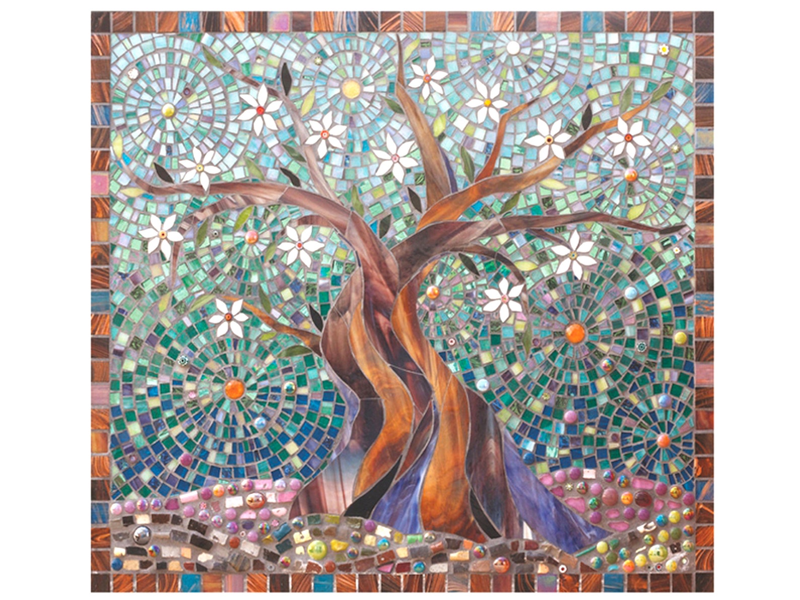 Blue Tree of Life Print Tree Print Tree Art Tree Wall Decal Tree Painting Stained Glass Tree