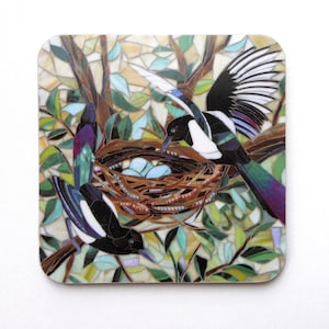 Porta-copos Magpie - Arte Magpie - Dois para a Alegria - Porta-copos de Magpies - Porta-copos Nature - Porta-copos Bird