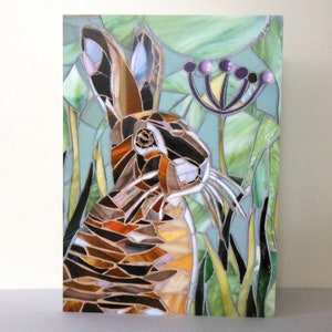 Hare Card - Rabbit Card - Mosaic Art - March Hare Card - Mosaic Hare - Glass Hare Art - Hare Greetings Card - Rabbit Mosaic - Easter Card