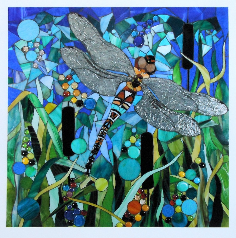 Dragonfly Giclee Print Mosaic Dragonfly Art Print | Etsy