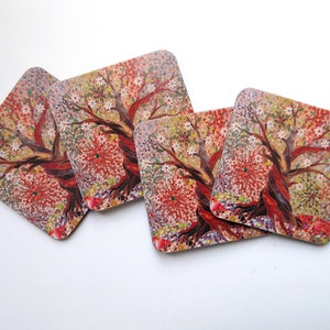 Set of 4 Coasters Tree of Light Coasters - Mosaic Art - Tree of Life Art - Housewarming Gift - Tree Gift for Tree Lover - Spiritual Coasters
