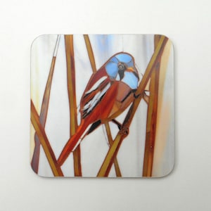 Bartmeise Untersetzer - Naturinspiriertes Housewarming Geschenk - Rustikales Wohndekor - Charmante Vogelkunst