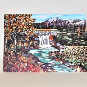 Shades of Autumn Card - mozaïekkunstkaart - herfstlandschapskaart - herfstkaart - kunstverjaardagskaart - berkenboomkaart - landschapskaart
