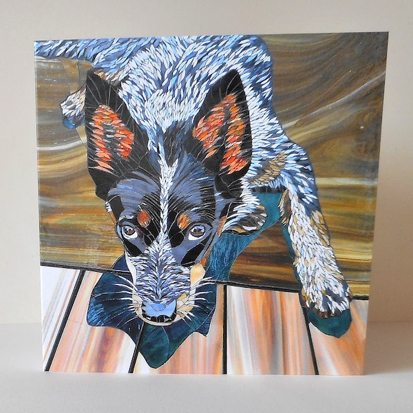 Australian Cattle Dog Card - Eco Friendly Card - Dog Notecard - Mosaic Art Card - Canine Card - Nature Art - Nature Card