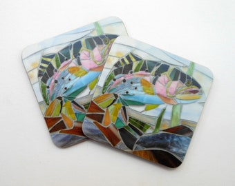 Rainbow Trout Coaster - Rainbow Trout Art - Housewarming Gift for Fisherman - Rustic Home Decor - Fish Coasters of Trout - Salmon Coasters
