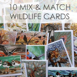 10 Mixed Cards of Your Choice from Original Mosaics - Eco-Friendly Cards - Nature Art Cards - Mixed Wildlife Cards - Bird Lover Cards