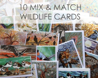 10 Mixed Cards of Your Choice from Original Mosaics - Eco-Friendly Cards - Nature Art Cards - Mixed Wildlife Cards - Bird Lover Cards