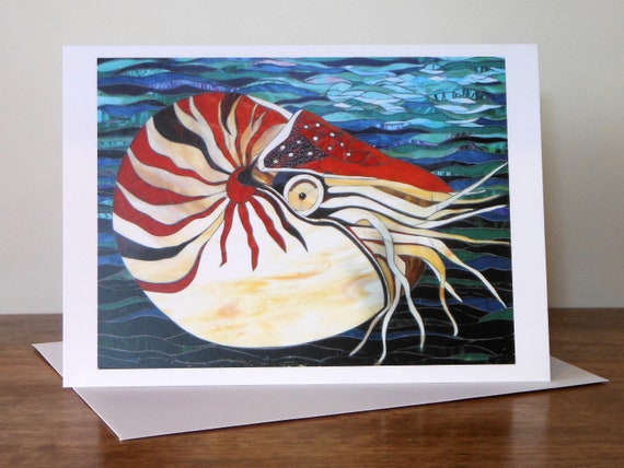 Nautilus Card Sea Shell Card Mosaic Art Nautilus Shell Etsy etsy