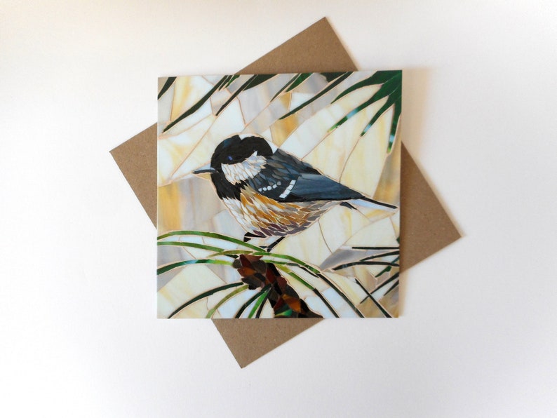 Set of 5 Bird Cards Wren, Tree Creeper, Crested, Bearded, Coal Tit Blank Greeting Cards Eco-Friendly Card Set Wildlife Card Pack image 6
