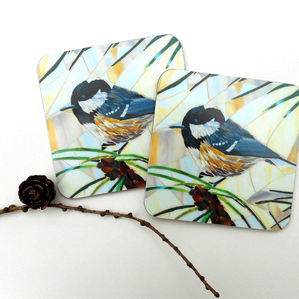 Coal Tit Coaster - Coal Tit Art - Inwijdingsfeest Cadeau voor hem - Rustiek Home Decor - Bird Coaster