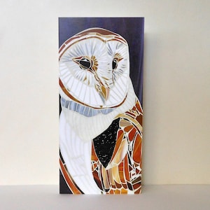 Carte chouette effraie des cloches - art mosaïque chouette - impression d'art chouette effraie des cloches - chouette hulotte - cadeau amateur d'oiseaux - cadeau hibou - carte oiseau de proie - carte écologique