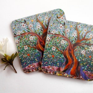Blue Tree of Life Coaster - Tree Coaster - Tree of Life Art - Housewarming Gift for Him - Rustic Home Decor - Coaster of Tree Coasters