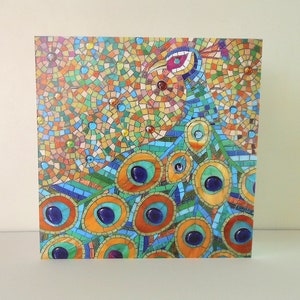 Peacock Card - Peacock Art - Eco-Friendly Card - Peacock Feathers Art - Mosaic Art - Bird Card - Peacock Greetings Card - Mosaic Peacock