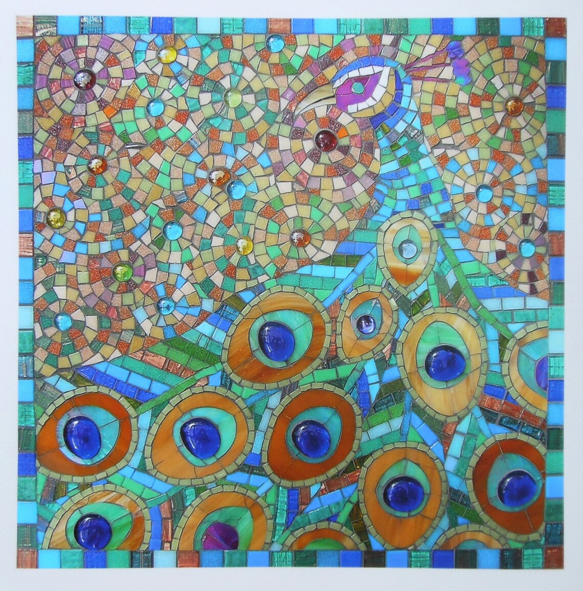 Peacock Giclee Print Peacock Glass Mosaic Mosaic Art Etsy UK