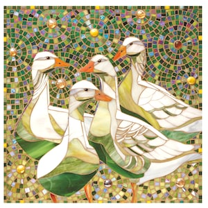 Mosaic Geese Print - Limited Edition Giclee Print - Goose Art - Mosaic Art - Stained Glass Bird - Bird Art - Bird Print -