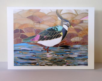 Lapwing Card - Peewit Card - Mosaic Art - Lapwing Art - Wildlife Card - Bird Card - Bird Greetings Card - Bird Art - Eco-Friendly Card