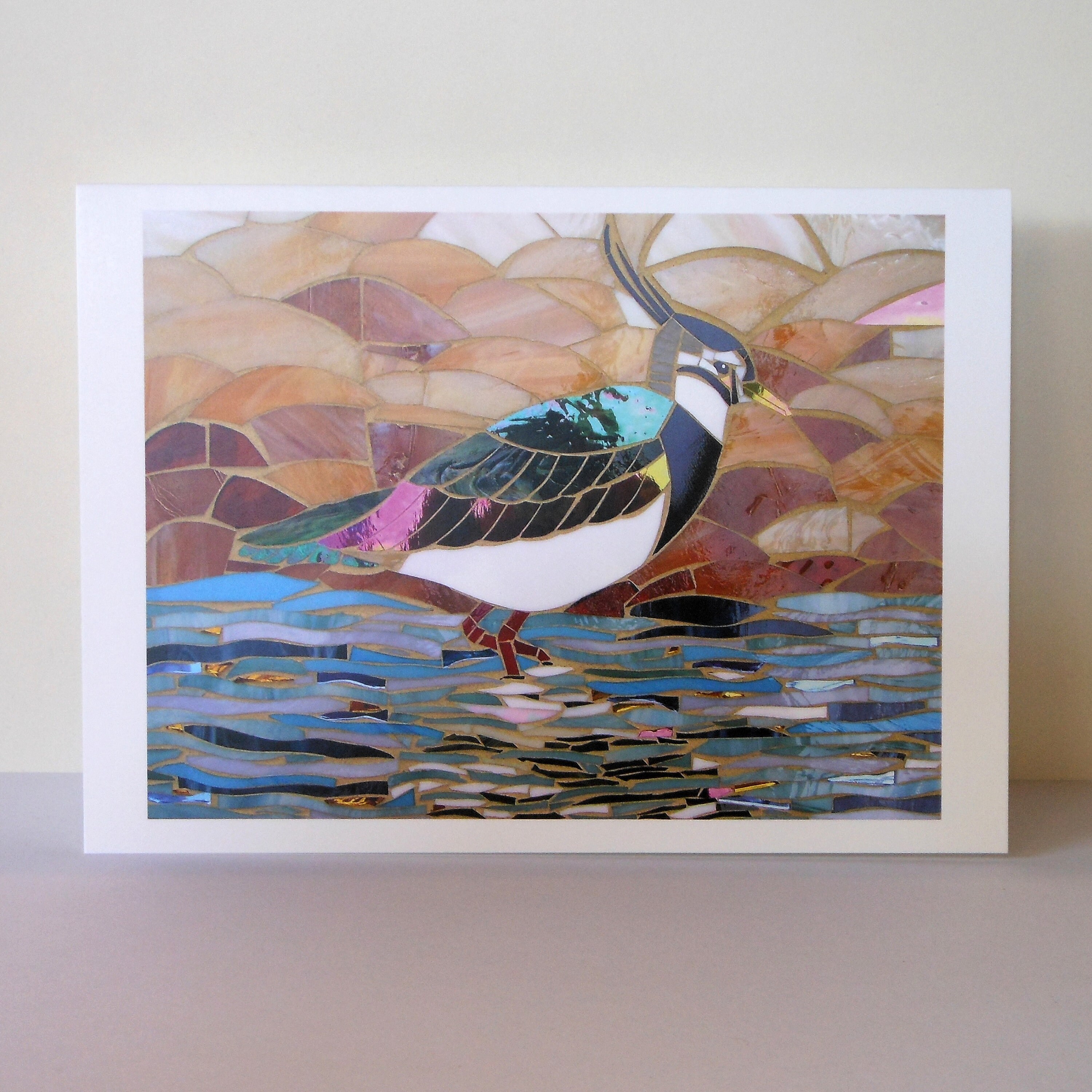 Lapwing Card - Peewit Card - Mosaic Art - Lapwing Art - Wildlife Card - Bird Card - Bird Greetings Card - Bird Art - Eco-Friendly Card