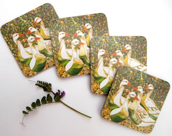 COASTER SET of 4 Geese Coasters - Mosaic Art - Goose Coaster - Coaster of Geese Art - Housewarming gift - Goose Gift