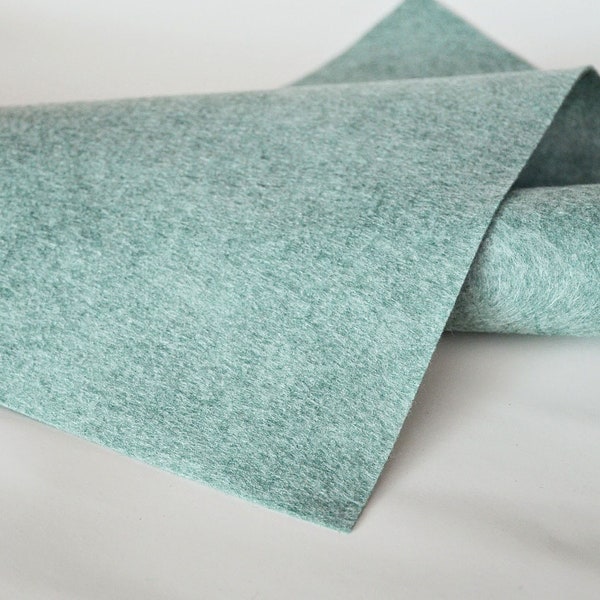 MEDITERRANEAN MIST Wool Felt, Merino Wool Blend Felt, Heathered Wool Blend Felt, Wool Felt Yardage, Wool Felt Fabric, Blue Felt Fabric